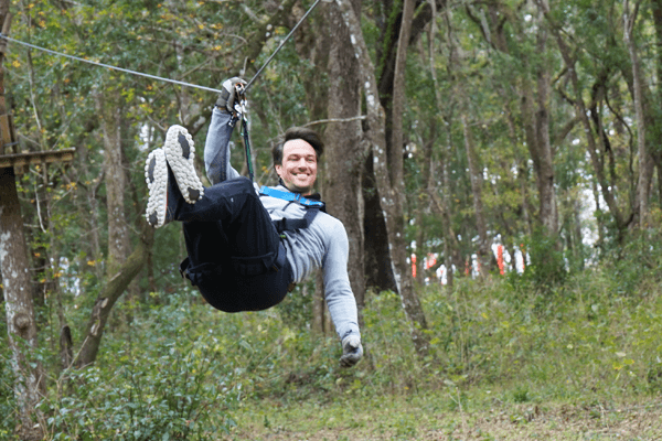 Man Ziplining