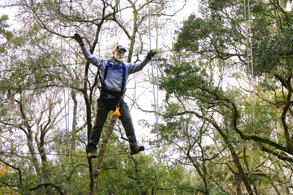Man Walking On Line On Waterfall Course